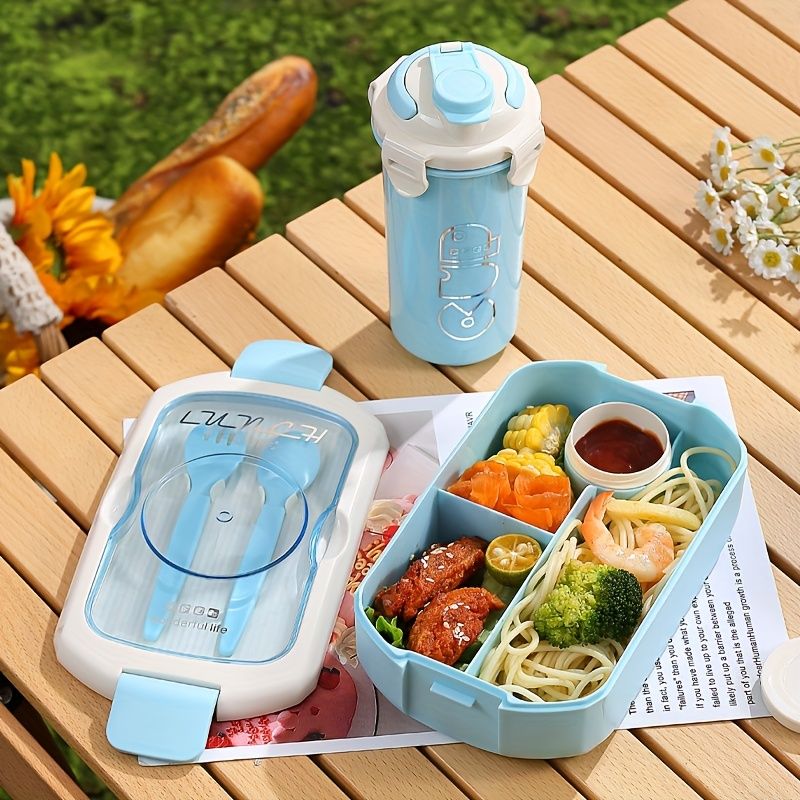 Zestaw lunchbox + kubek na zupę dla dzieci, na powrót do szkoły