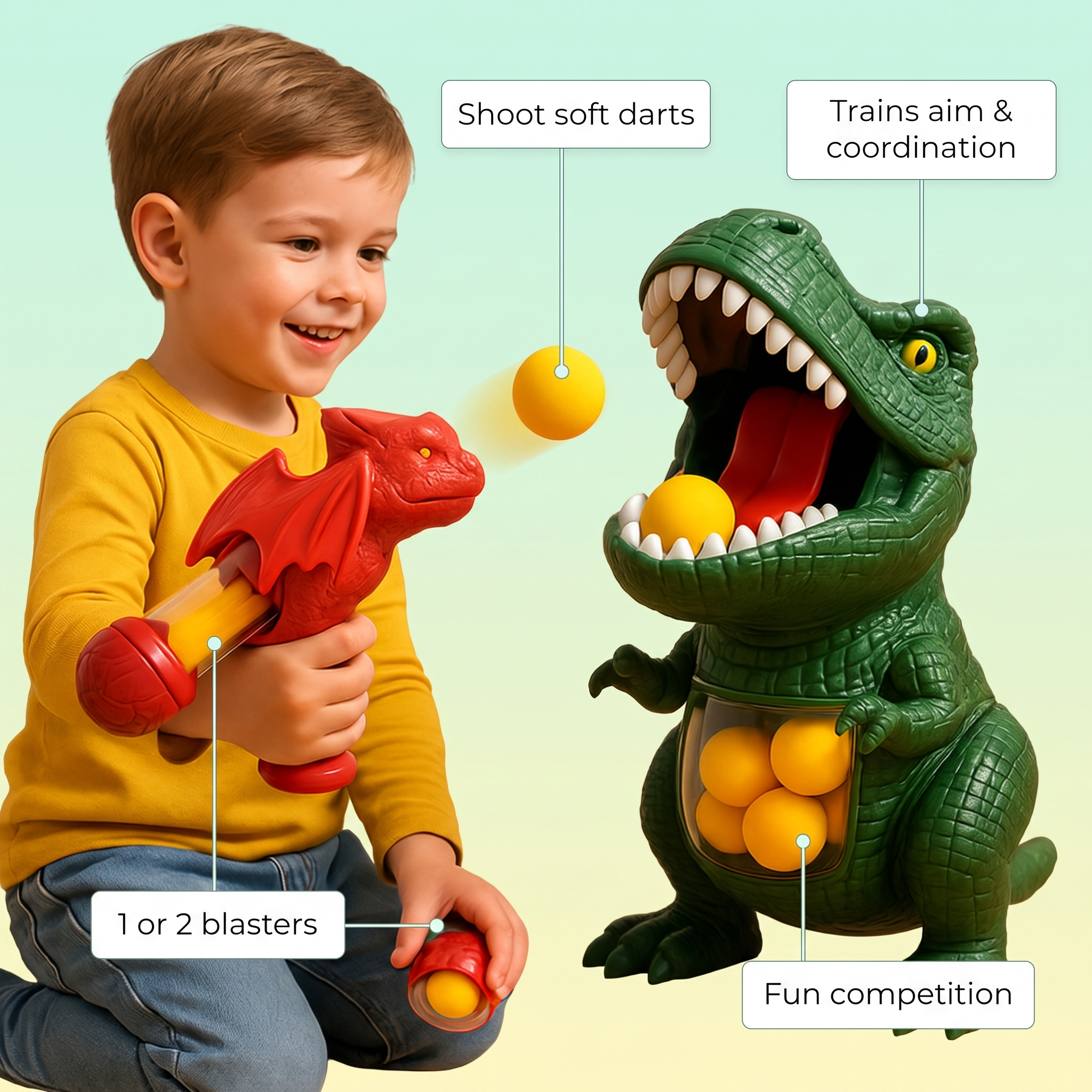 Dinosaure qui tire – jeu d'adresse de tir pour enfants