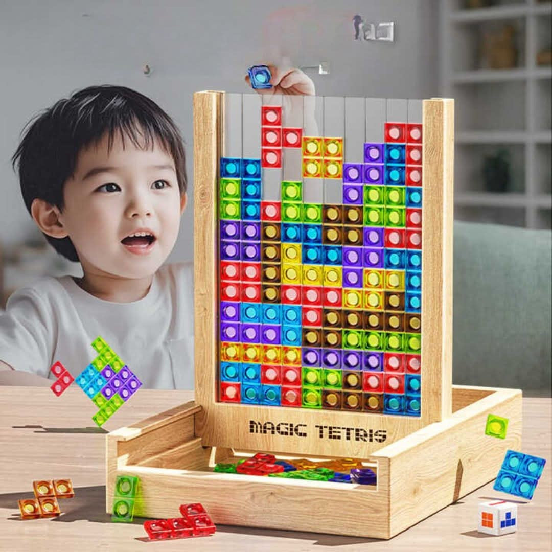 Drewniana Gra Planszowa W Stylu Tetris – Ekologiczny Zestaw Logiczny
