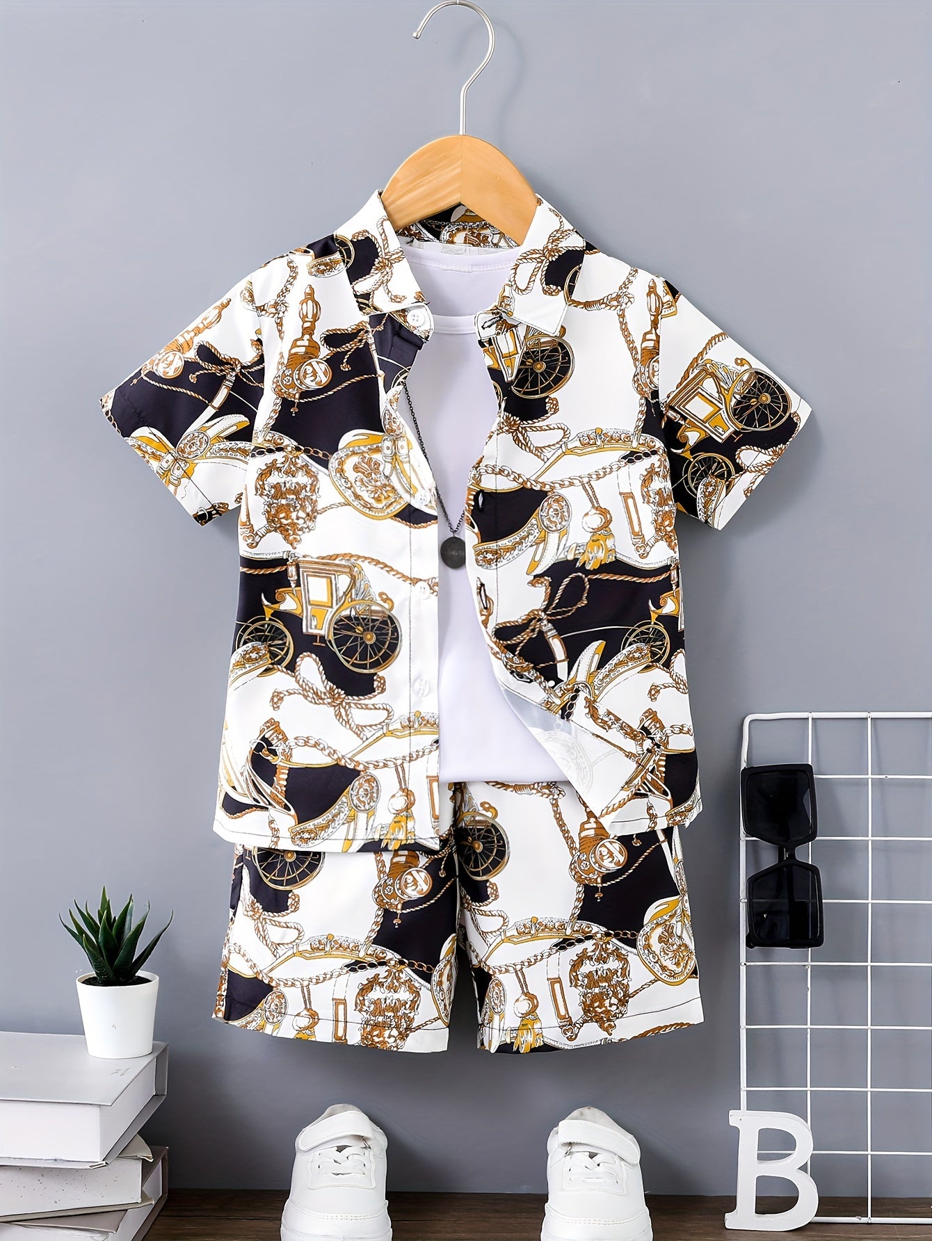 Komplet dwuczęściowy dla chłopca 92-128, T-shirt i szorty, letni zestaw