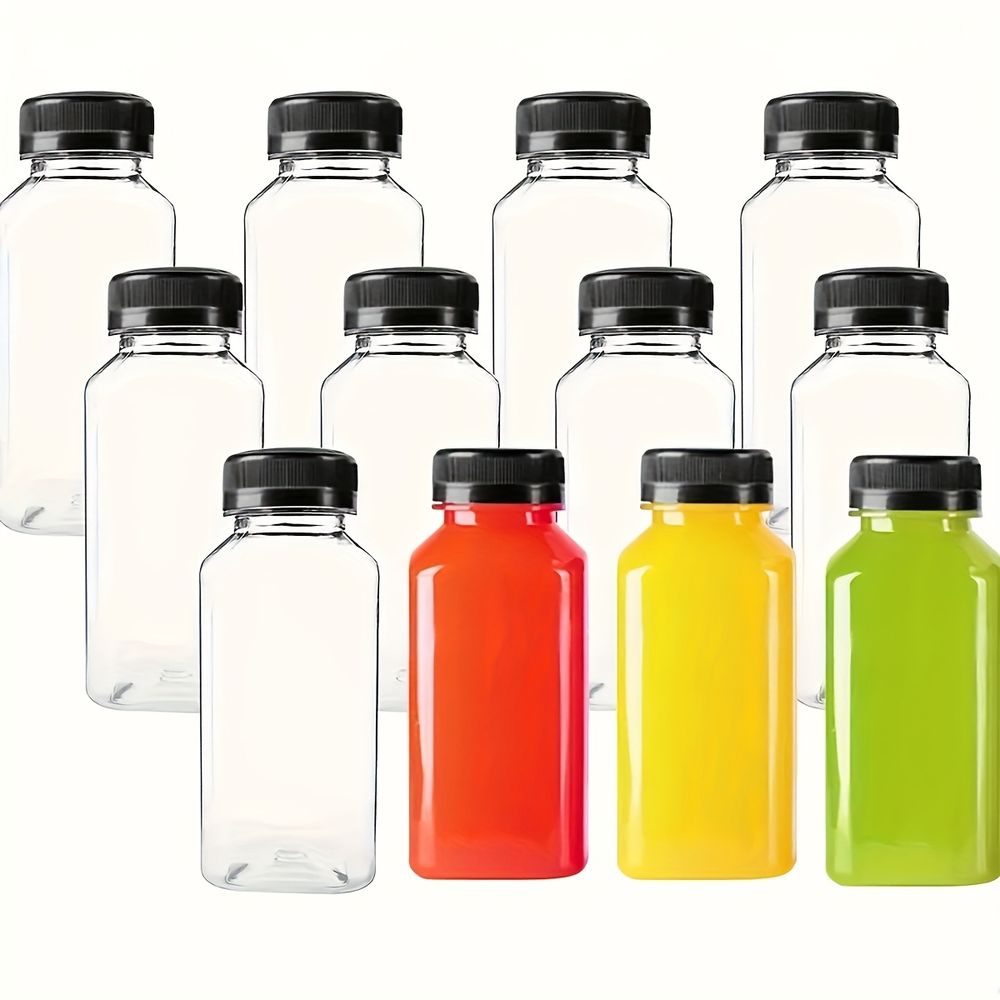 Zestaw 12 butelek na sok dla dzieci 250 ml, przezroczyste, wielokrotnego użytku