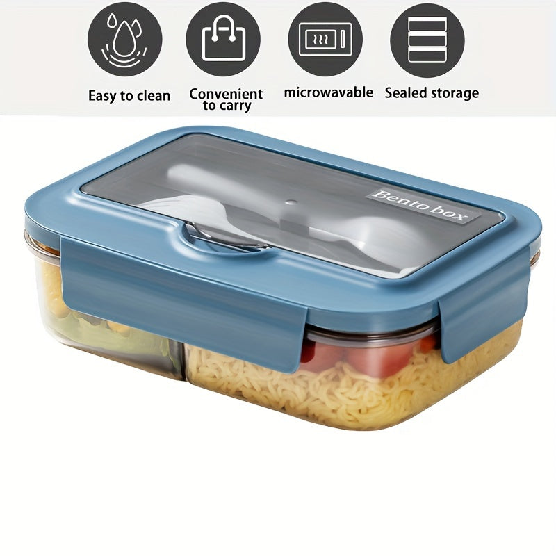 Lunchbox for children with a leak-proof lid and double spoon, microwave safe