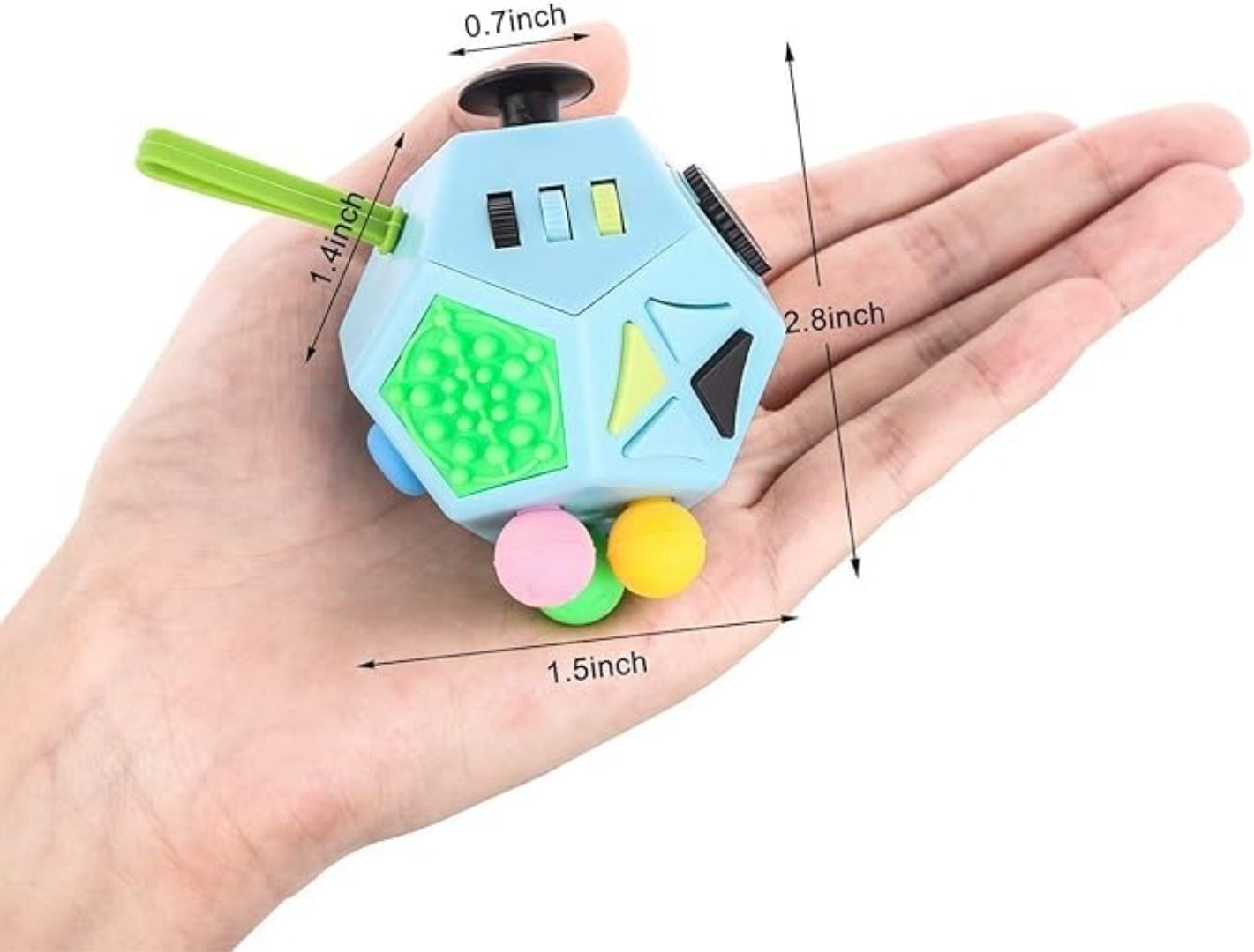 Kostka sensoryczna fidget, 12w1 antystresowa zabawka
