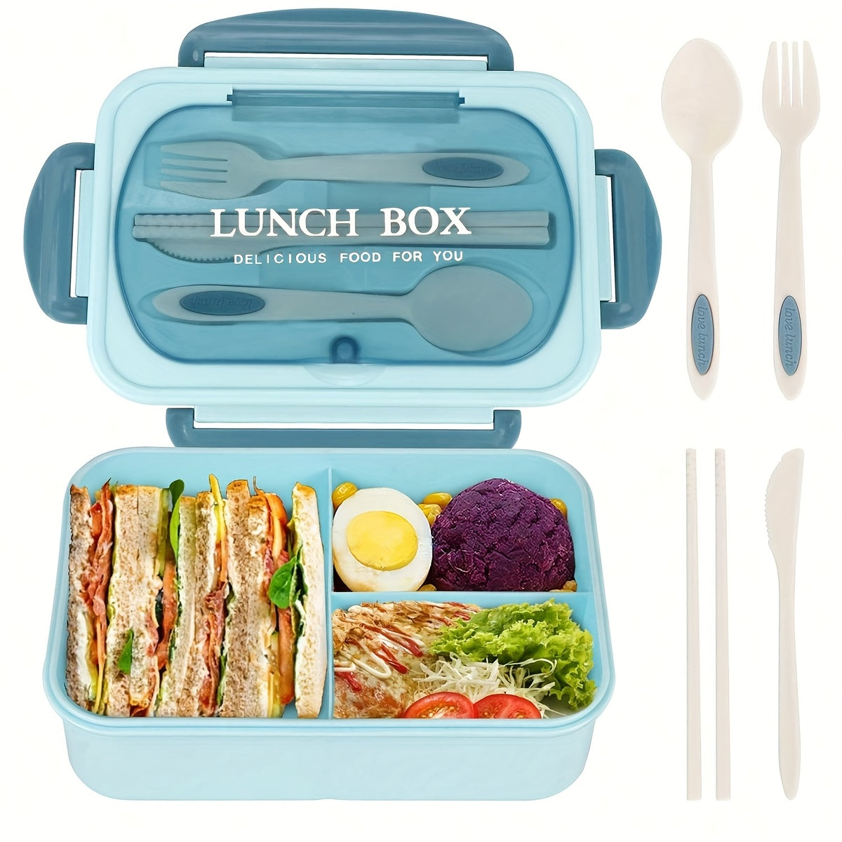 Lunchbox dla dzieci z przegródkami, dostępna w 3 kolorach