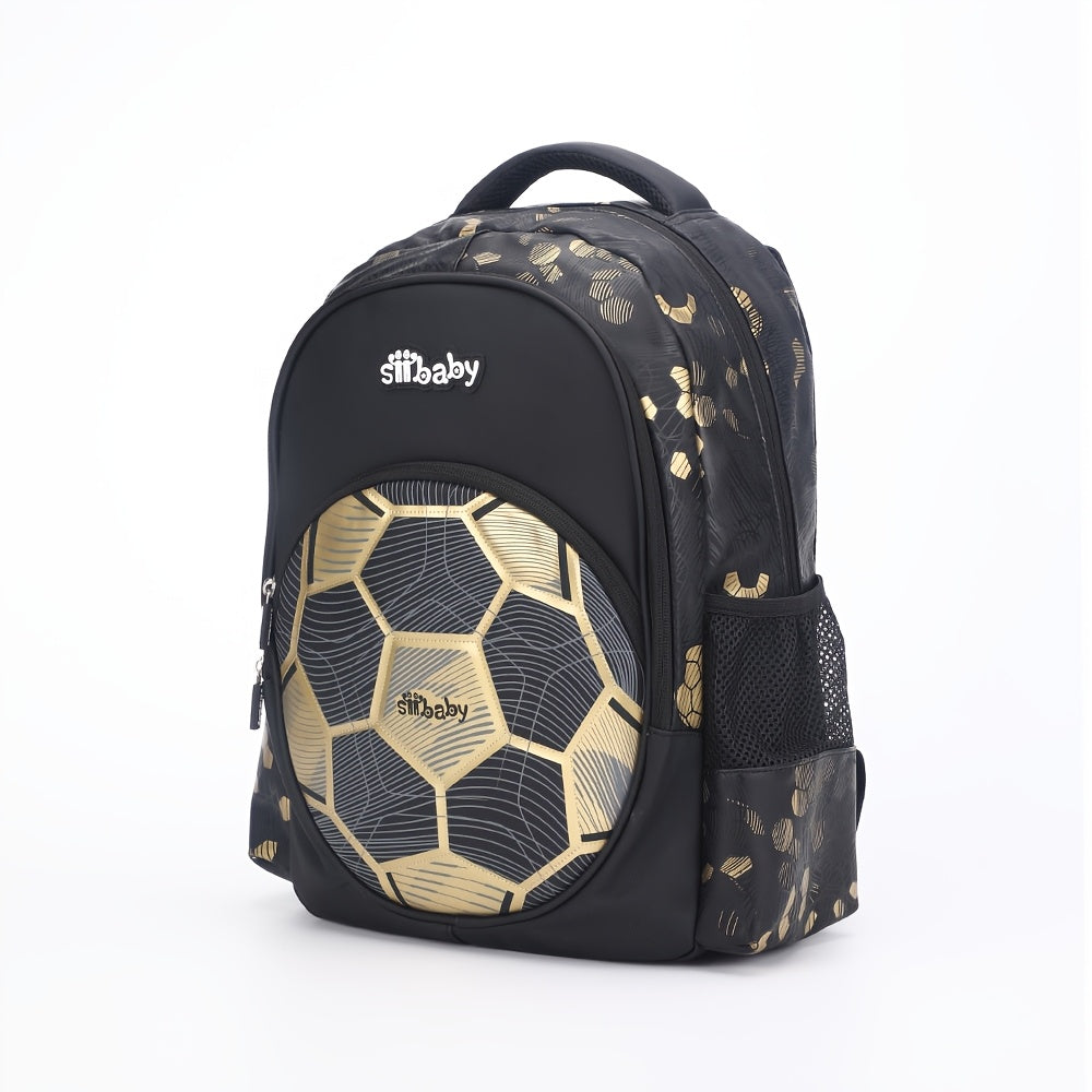 Sac à dos scolaire avec ballon de football 3D, pour garçon, plusieurs compartiments