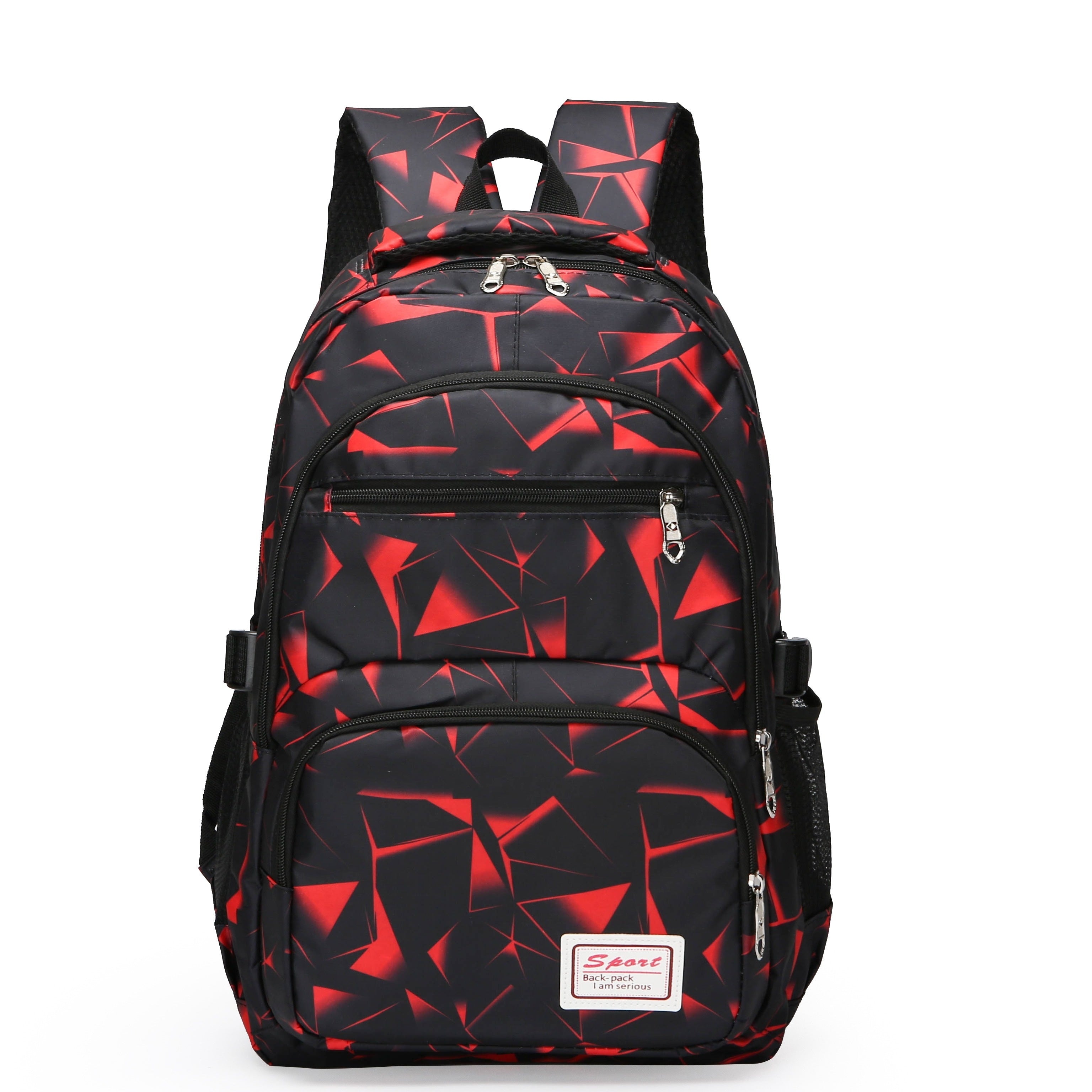 Sac à dos scolaire avec motif géométrique, style sportif