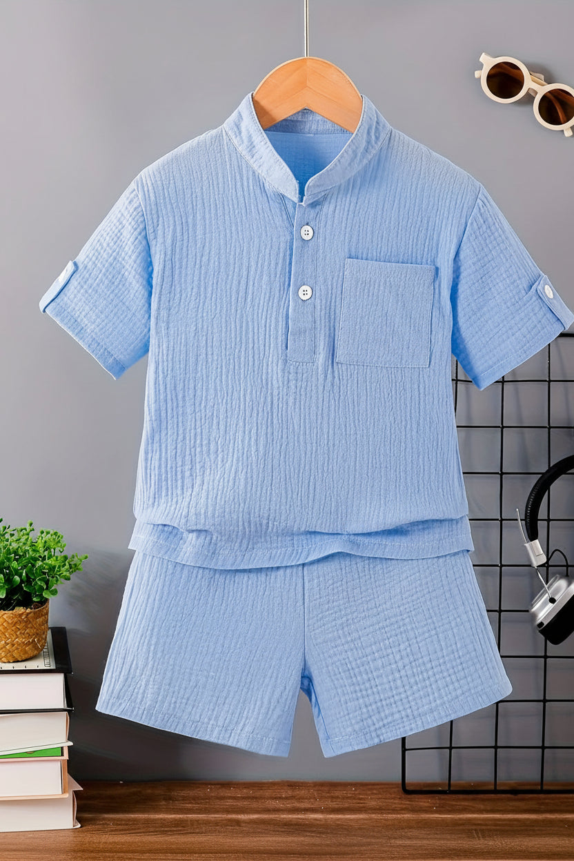 Komplet dwuczęściowy dla chłopca 92-128, T-shirt i szorty, letni zestaw