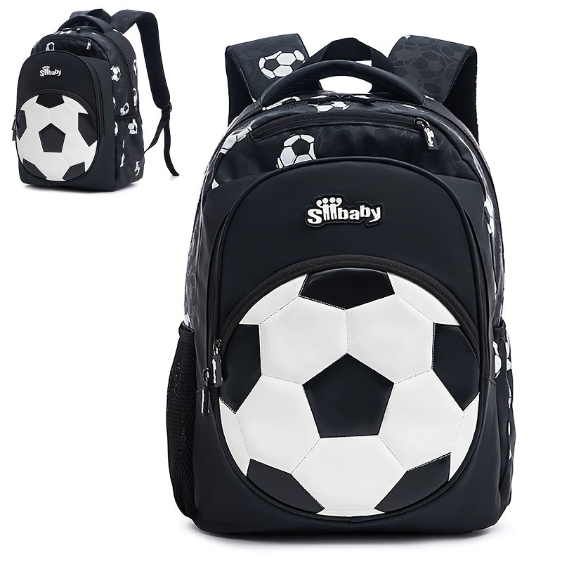 Sac à dos scolaire avec ballon de football 3D, pour garçon, plusieurs compartiments