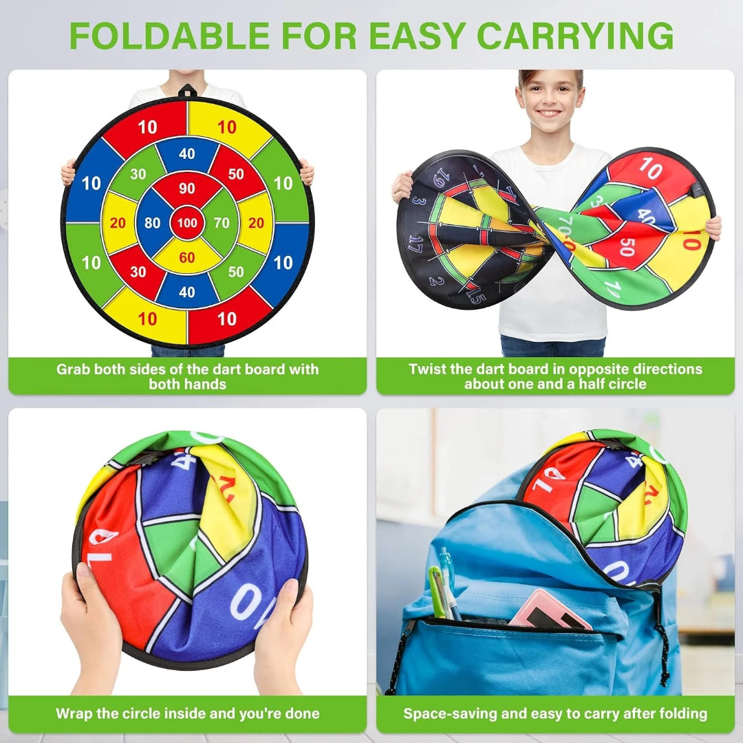 Double-sided dartboard, large aiming set