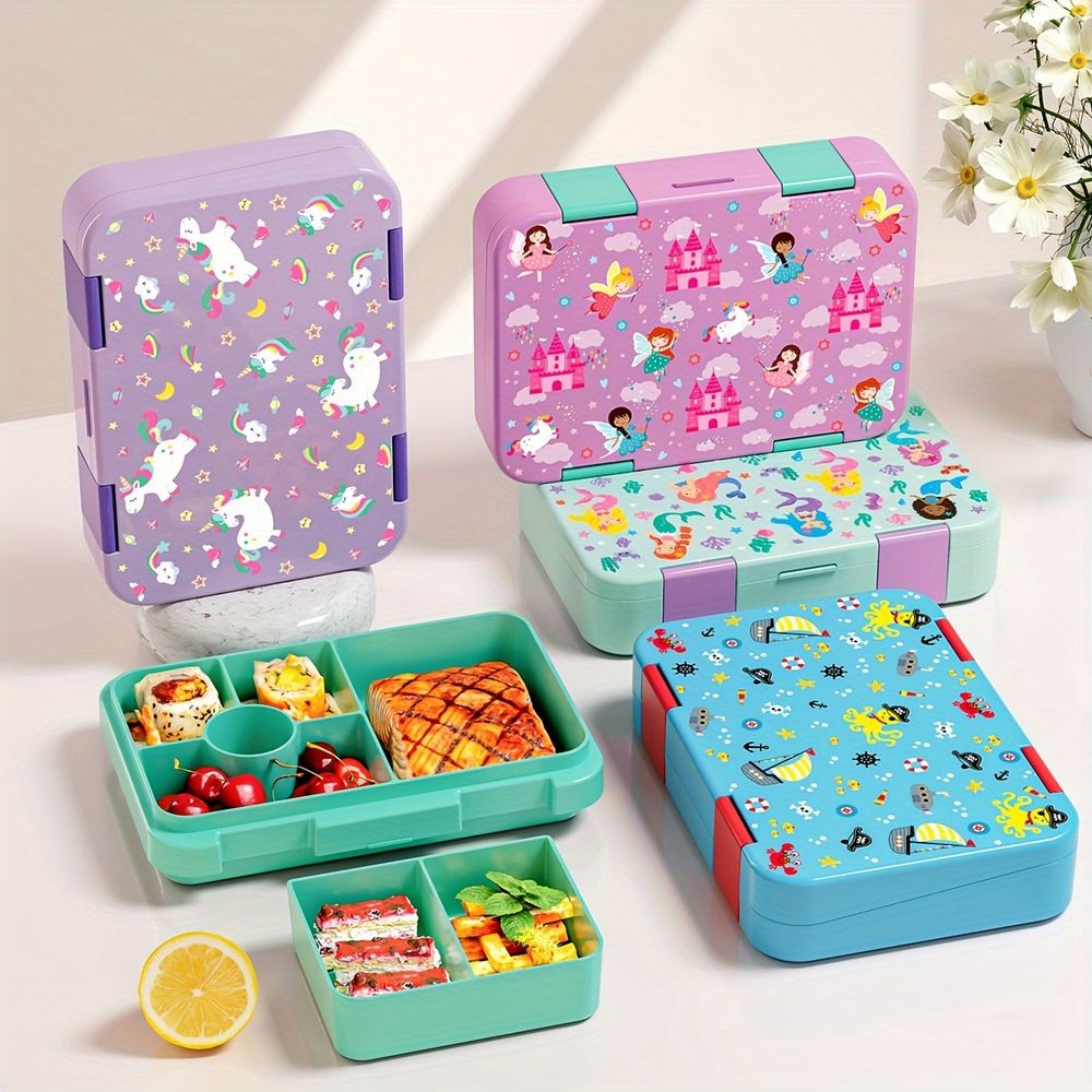 Children's lunchbox with theme (unicorn, fairy, pirate), airtight, multi-compartment
