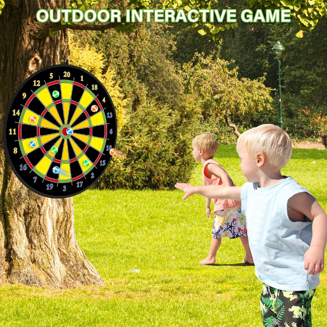 Double-sided dartboard, large aiming set