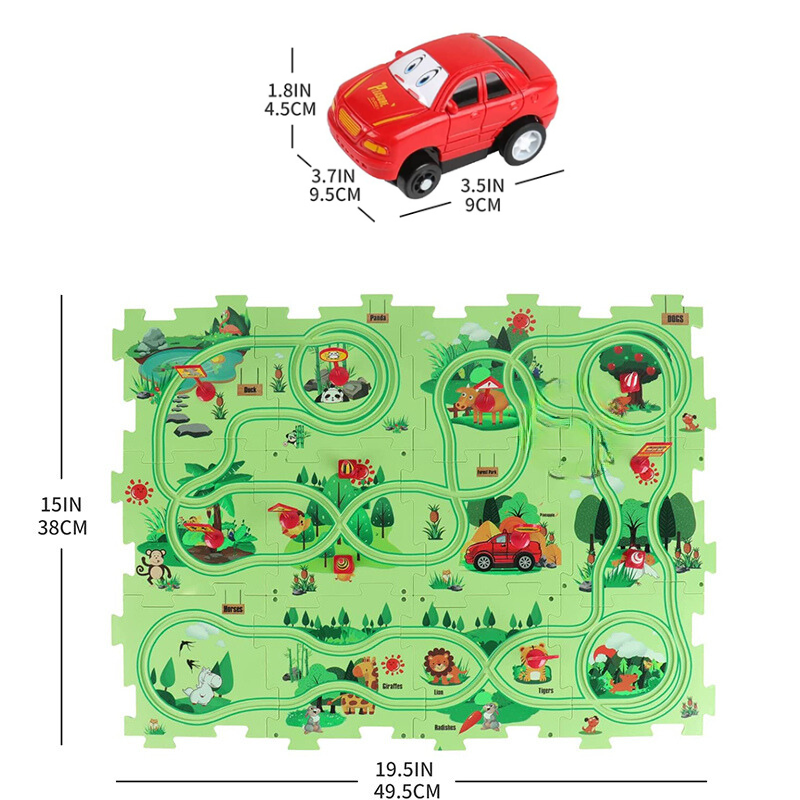 Circuit de course pour enfants – ensemble flexible avec petite voiture