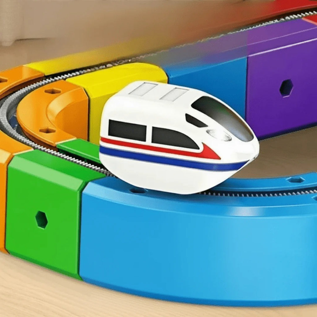 Zestaw kolejowy, tor 3D z lokomotywą na akumulator