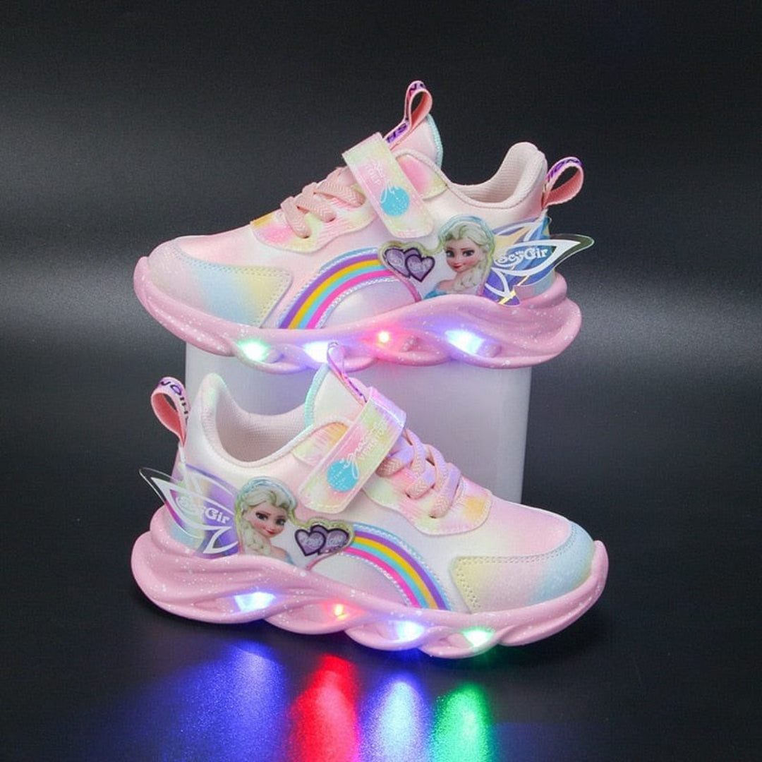 Buty świecące z nadrukiem księżniczki, trampki LED dla dzieci