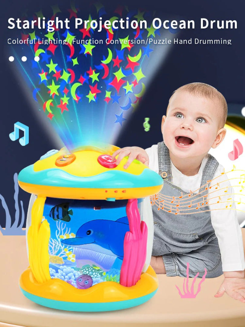 Projektor do leżenia na brzuszku Montessori, ocean z muzyką