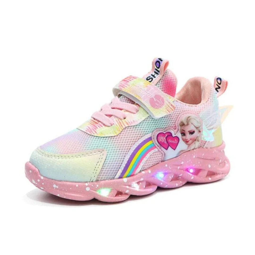 Buty świecące z nadrukiem księżniczki, trampki LED dla dzieci