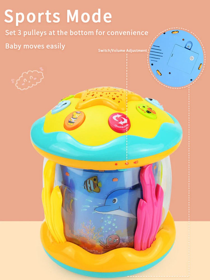 Projektor do leżenia na brzuszku Montessori, ocean z muzyką