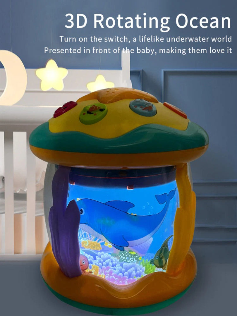 Projektor do leżenia na brzuszku Montessori, ocean z muzyką