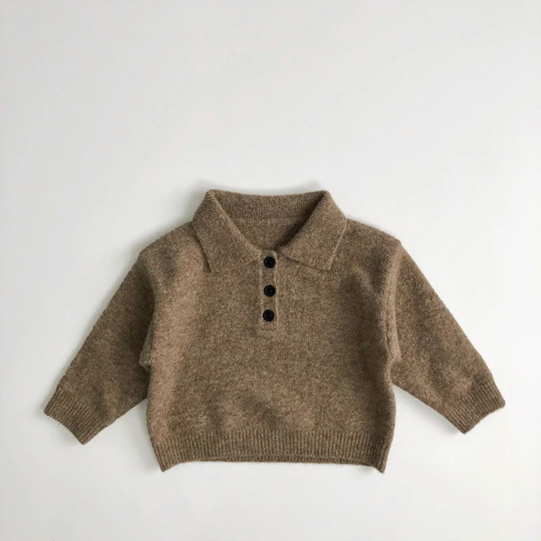 Sweter polo dla dzieci, uniseks z zapięciem na guziki