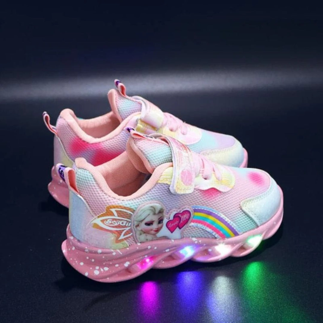 Buty świecące z nadrukiem księżniczki, trampki LED dla dzieci