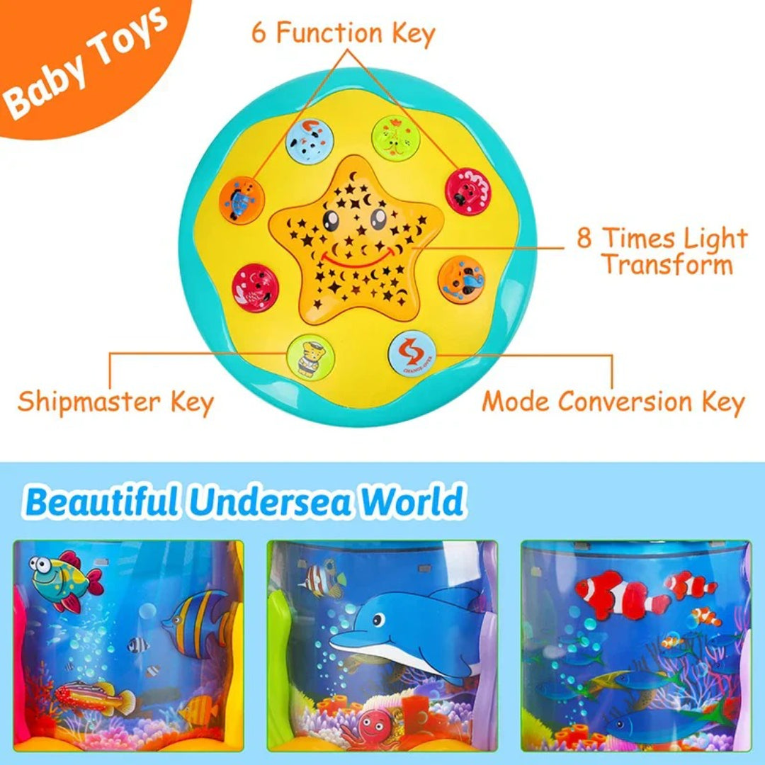 Projektor do leżenia na brzuszku Montessori, ocean z muzyką