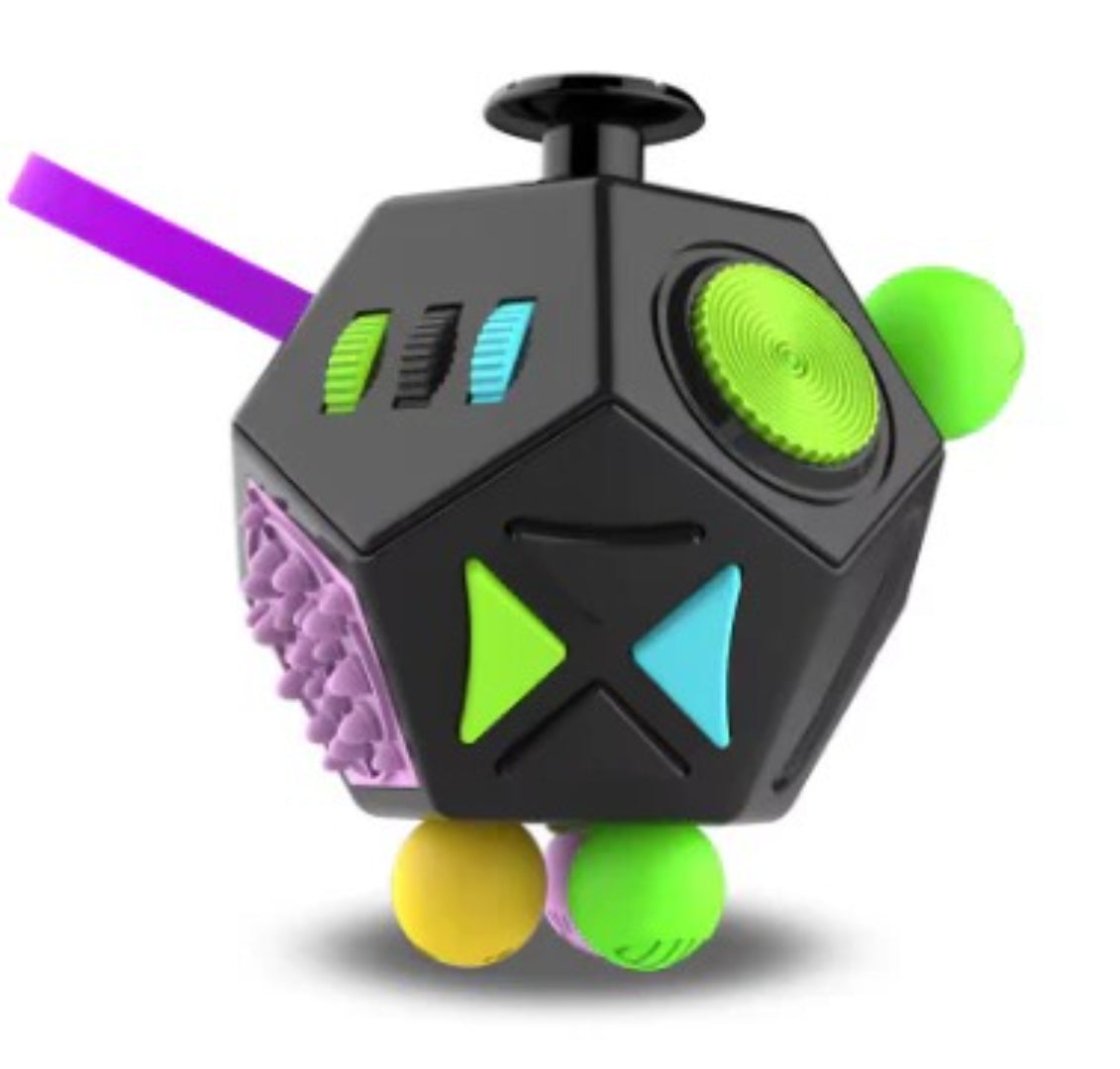 Kostka sensoryczna fidget, 12w1 antystresowa zabawka