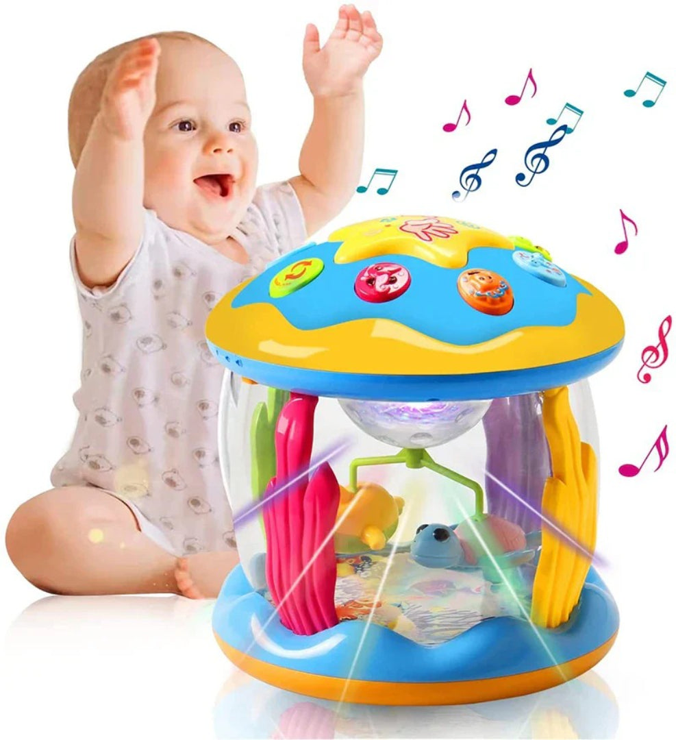 Projektor do leżenia na brzuszku Montessori, ocean z muzyką
