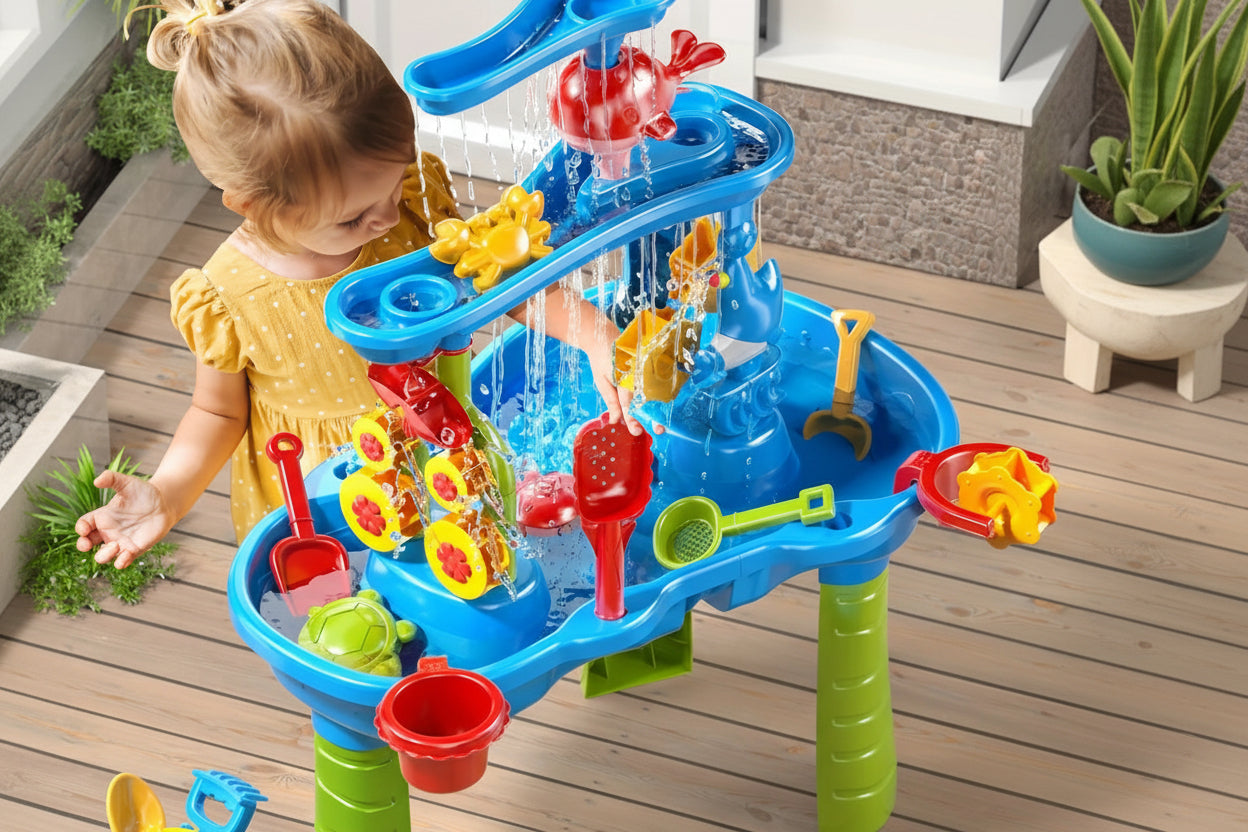 Stół do zabawy piaskiem i wodą, 3-poziomowy sensoryczny stół do zabawy na świeżym powietrzu