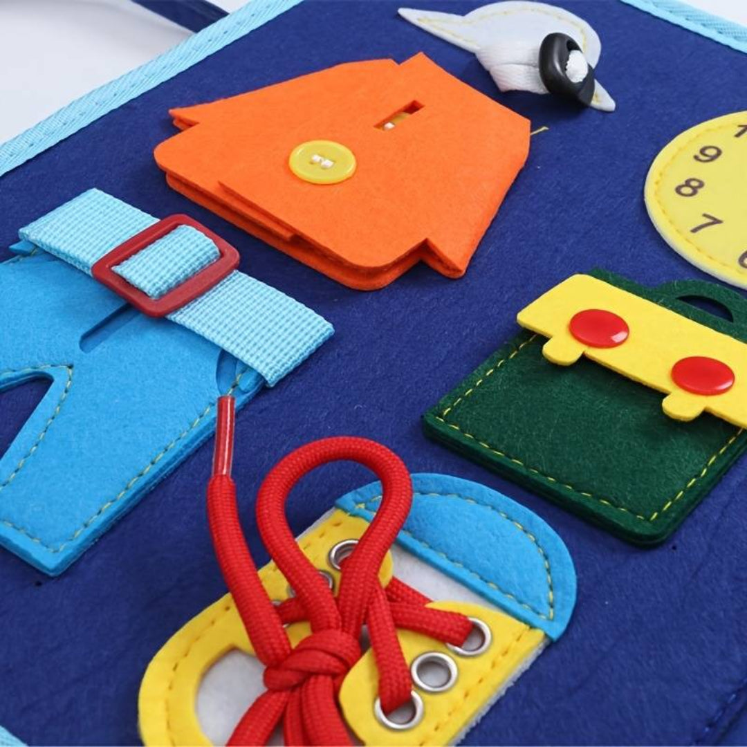 Książka Montessori, interaktywna książka z zamkami, guzikami i sznurówkami