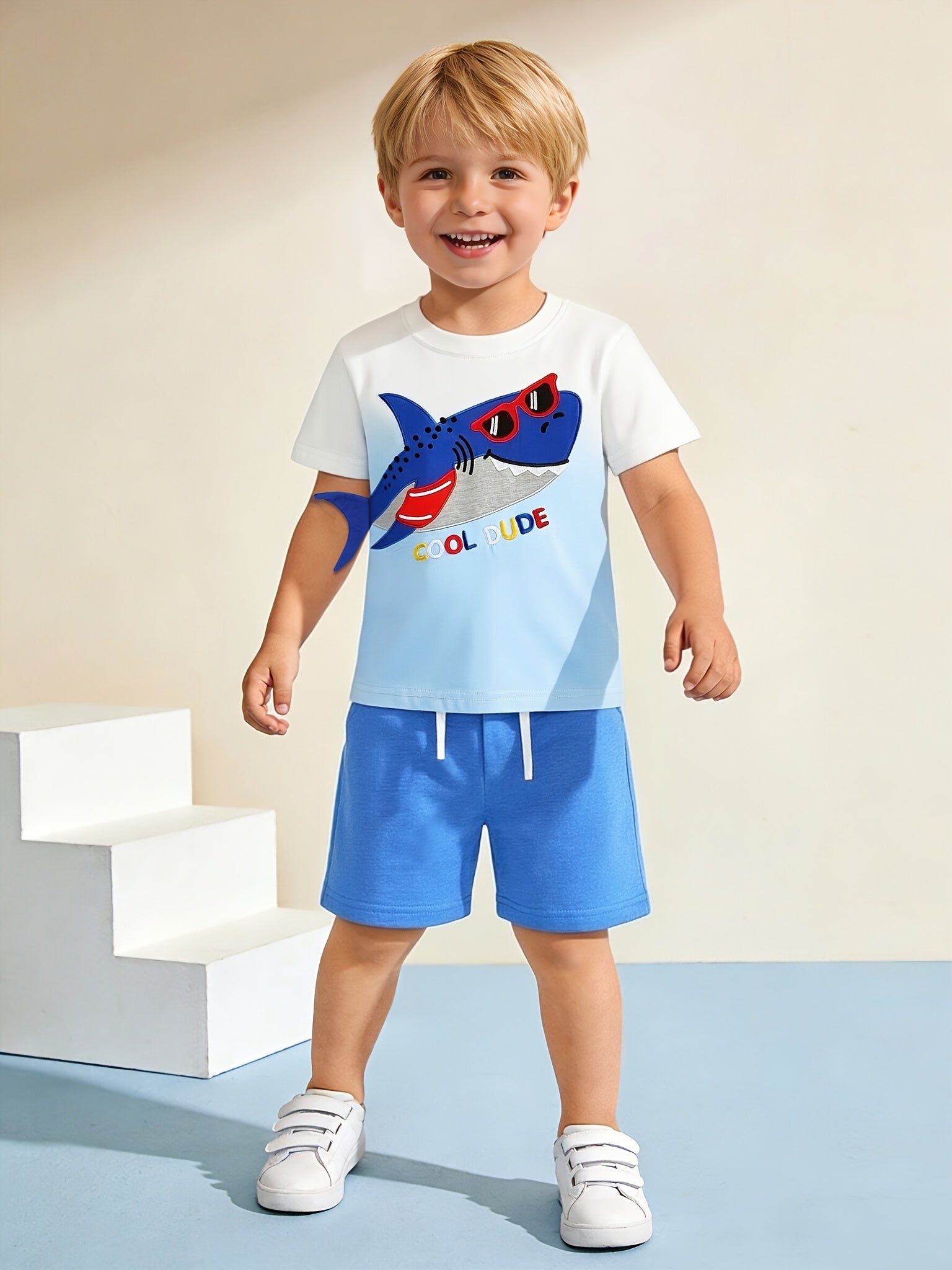 Komplet dwuczęściowy dla chłopca 92-128, T-shirt i szorty, letni zestaw