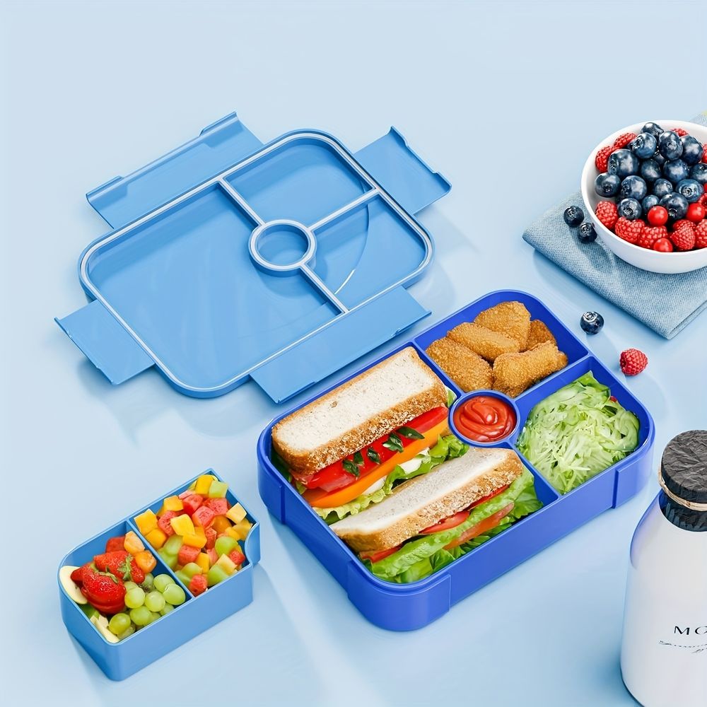 Duża lunchbox dla starszych dzieci, 6 przegródek, szczelna, na cały posiłek