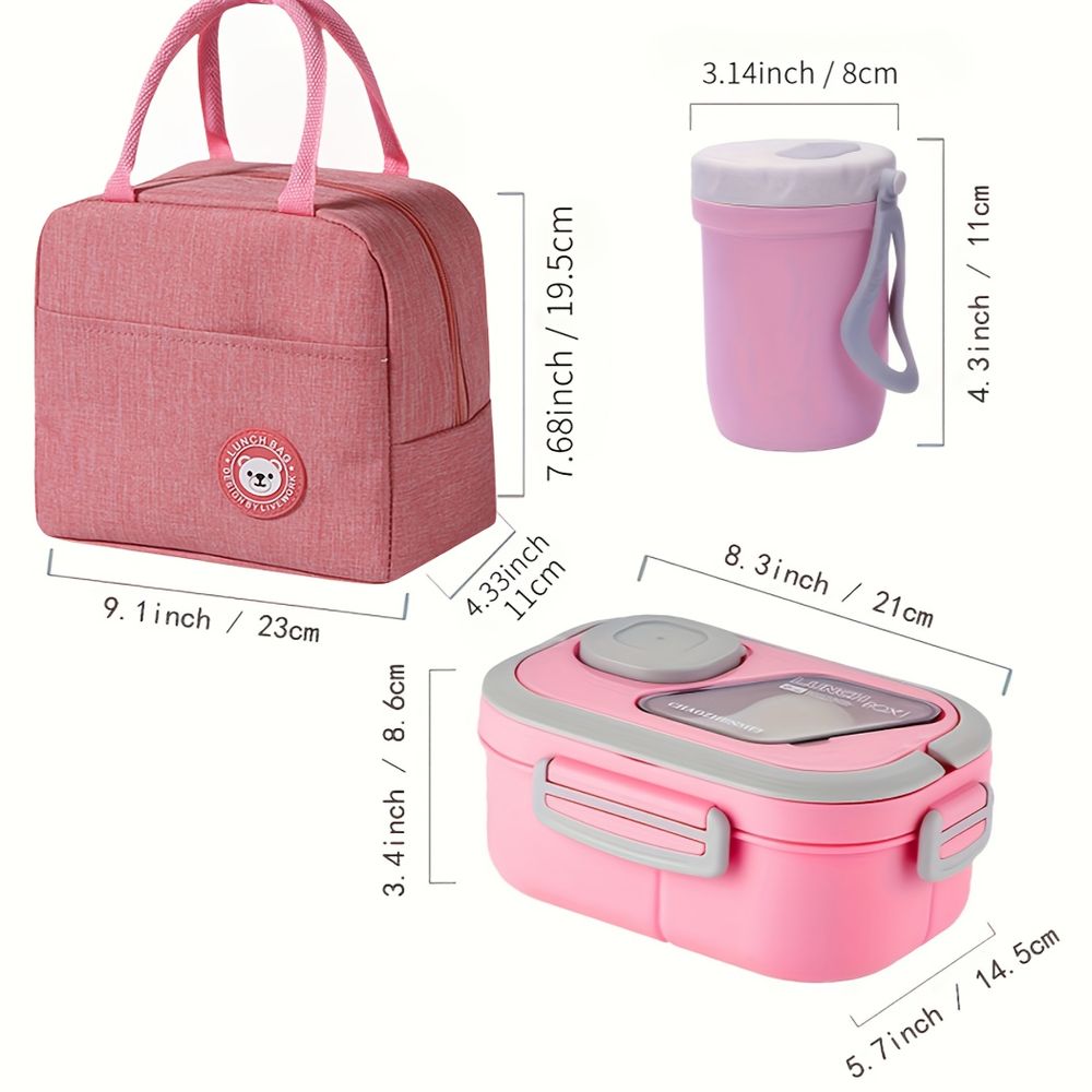 Ensemble boîte à lunch + tasse + sac isotherme pour enfants, pliable, 3 pièces