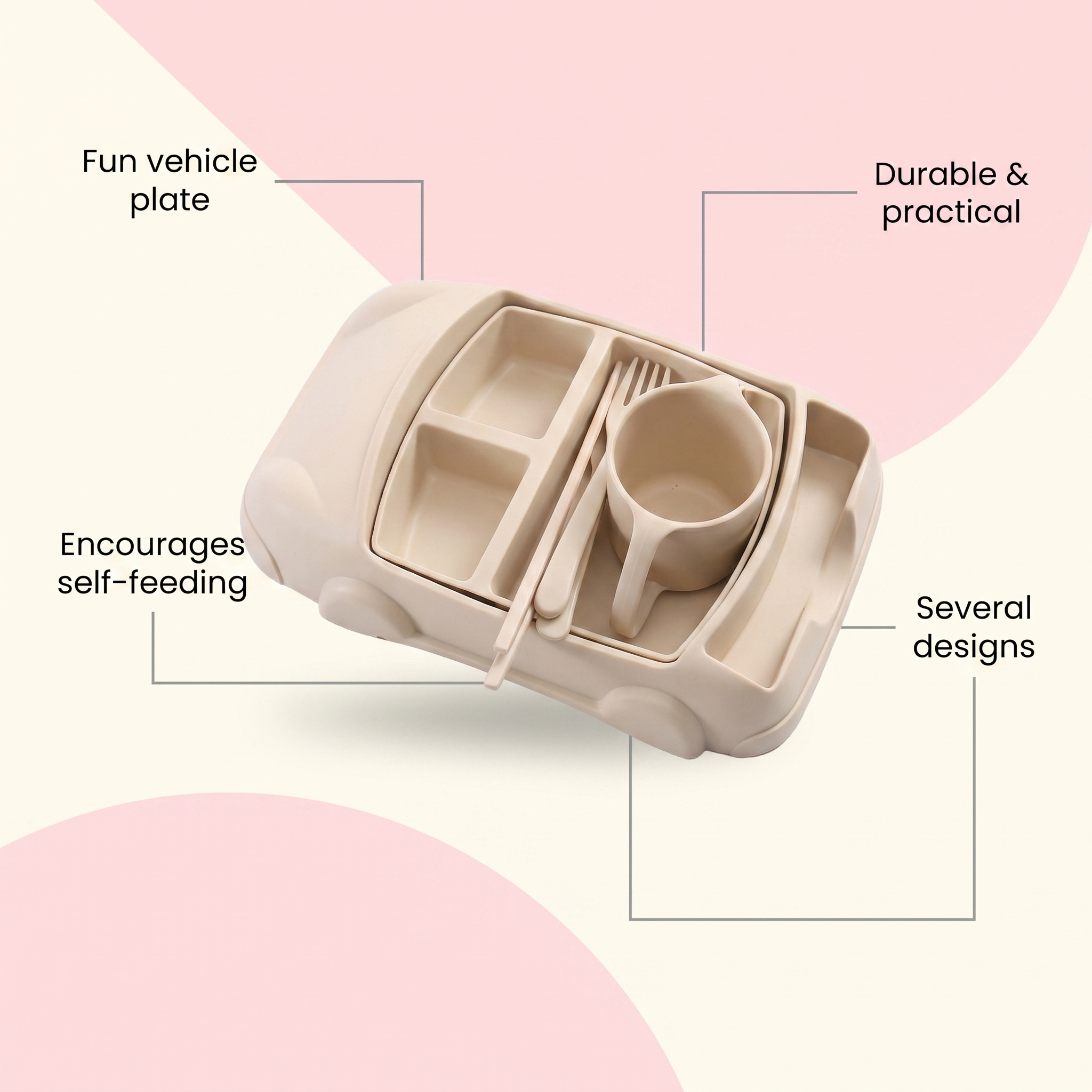Assiette pour enfants en forme de véhicule – ensemble de vaisselle pour le déjeuner