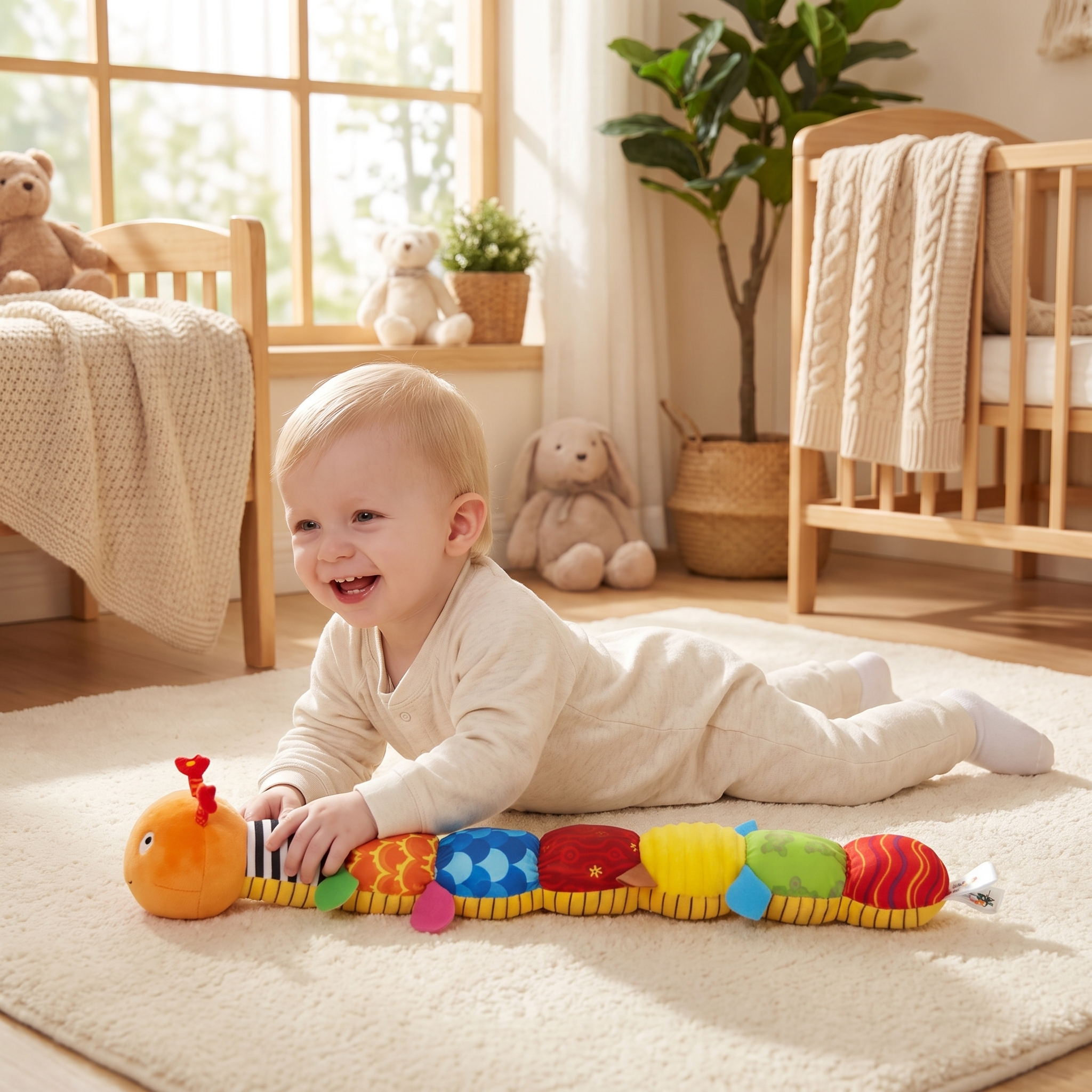 Chenille musicale sensorielle – jouet en peluche pour bébés
