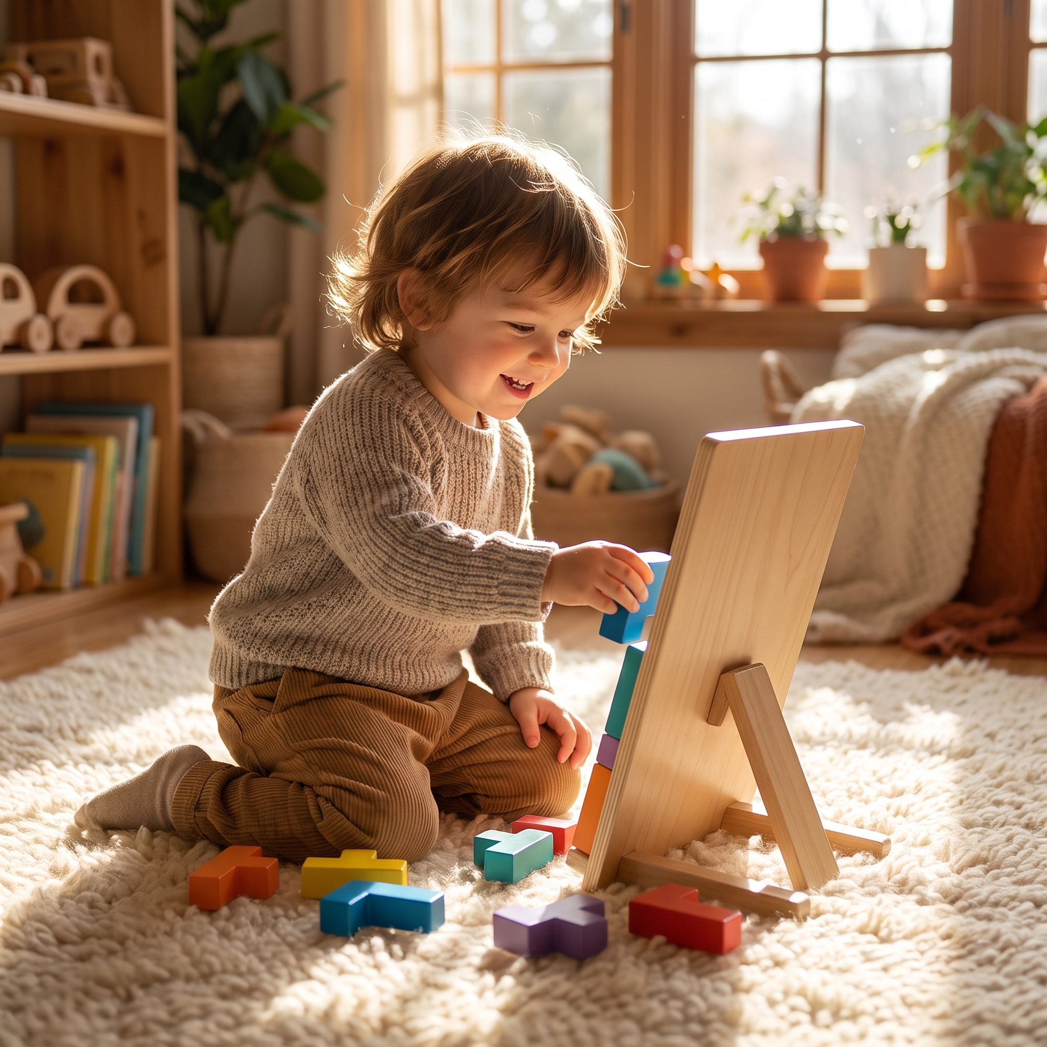 Montessori układanka z kolorami – drewniana zabawka do sortowania