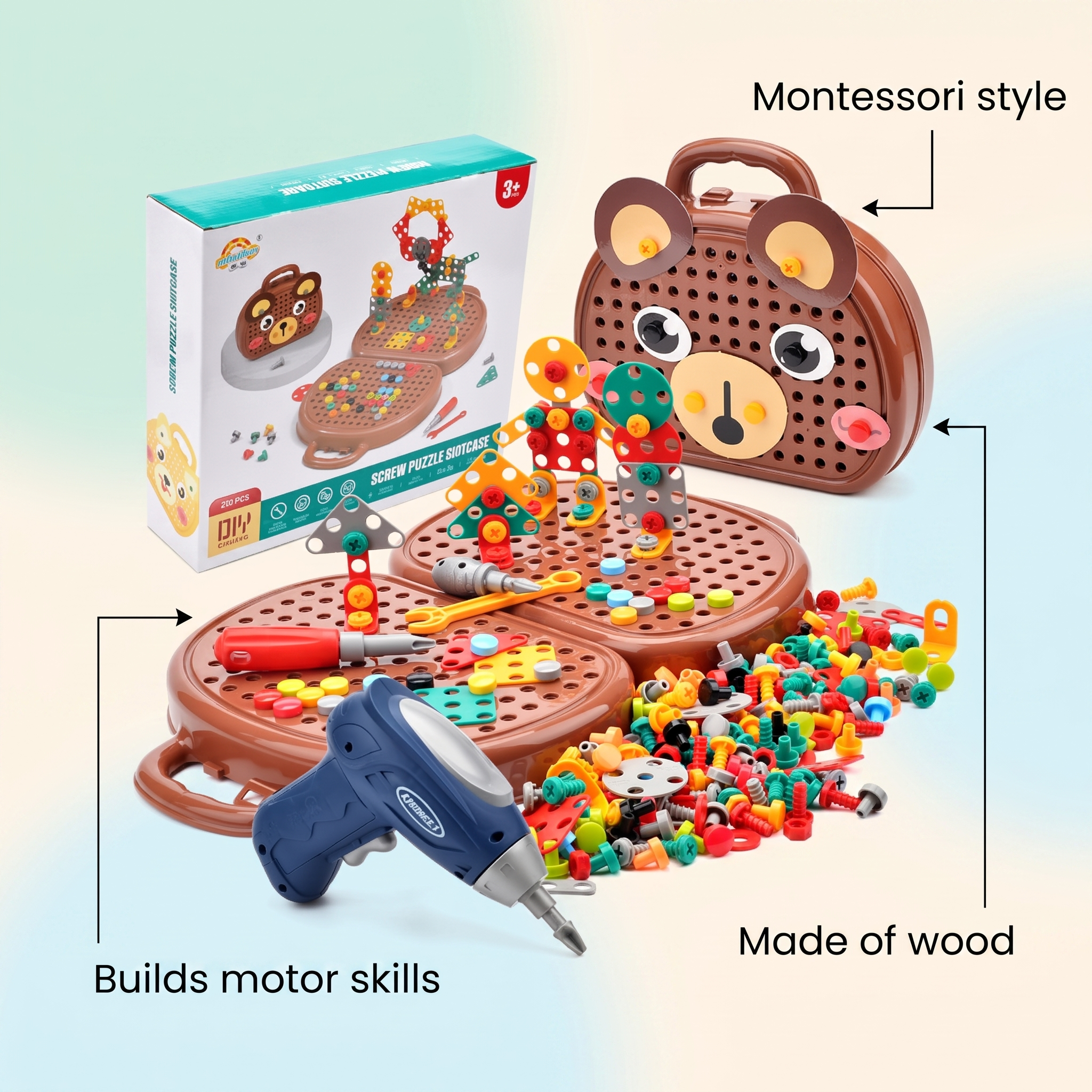 Montessori Wooden Toolbox – Construction Set for Children