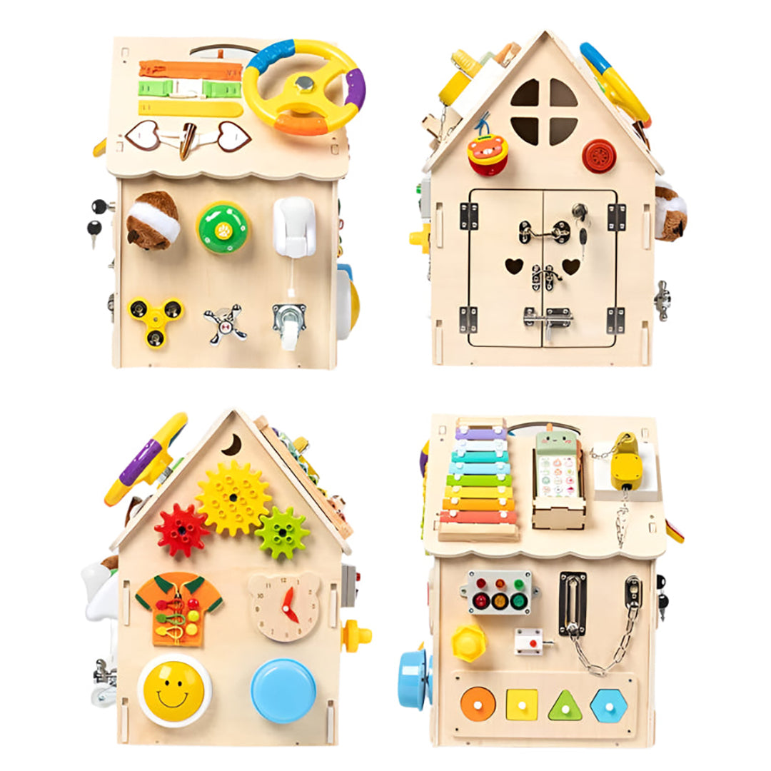 Drewniany domek edukacyjny dla dzieci – elementy aktywności