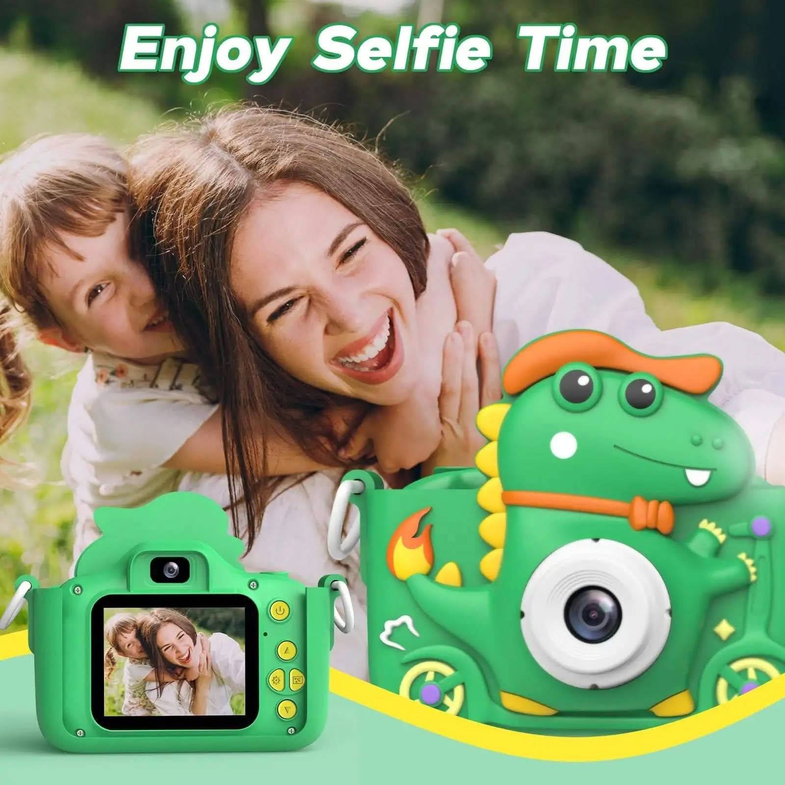 Aparat dla dzieci w etui dinozaura, tryb selfie