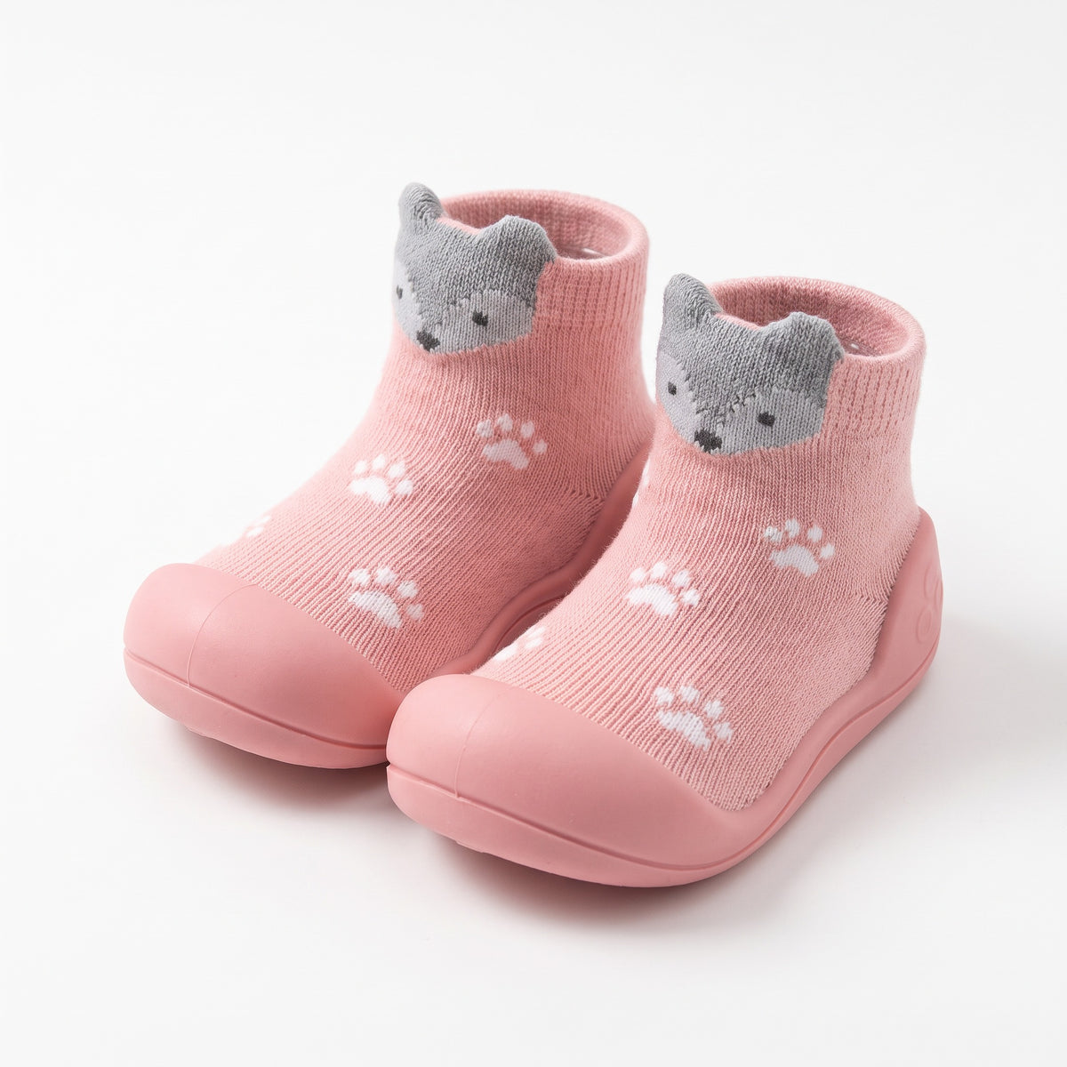 Buty skarpetkowe dziecięce z motywem 3D, różowy lis