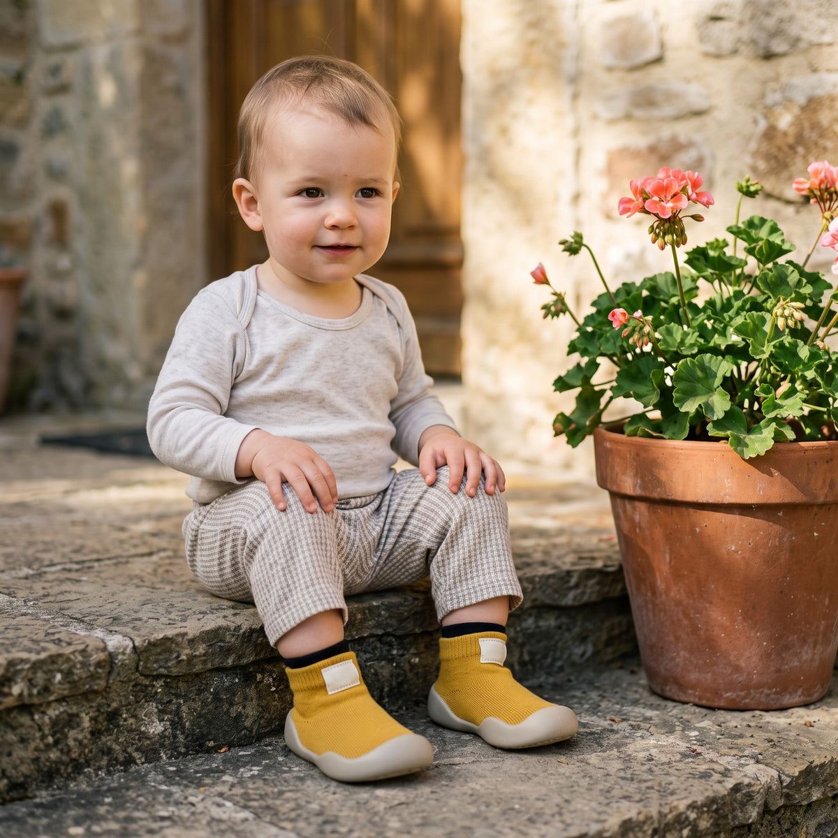 Buty skarpetkowe niemowlęce z dzianiny
