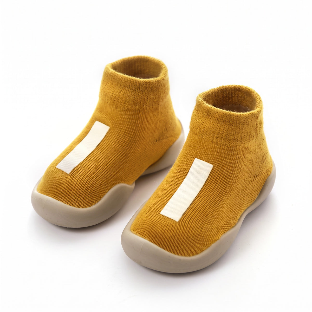 Buty skarpetkowe niemowlęce z dzianiny, żółty