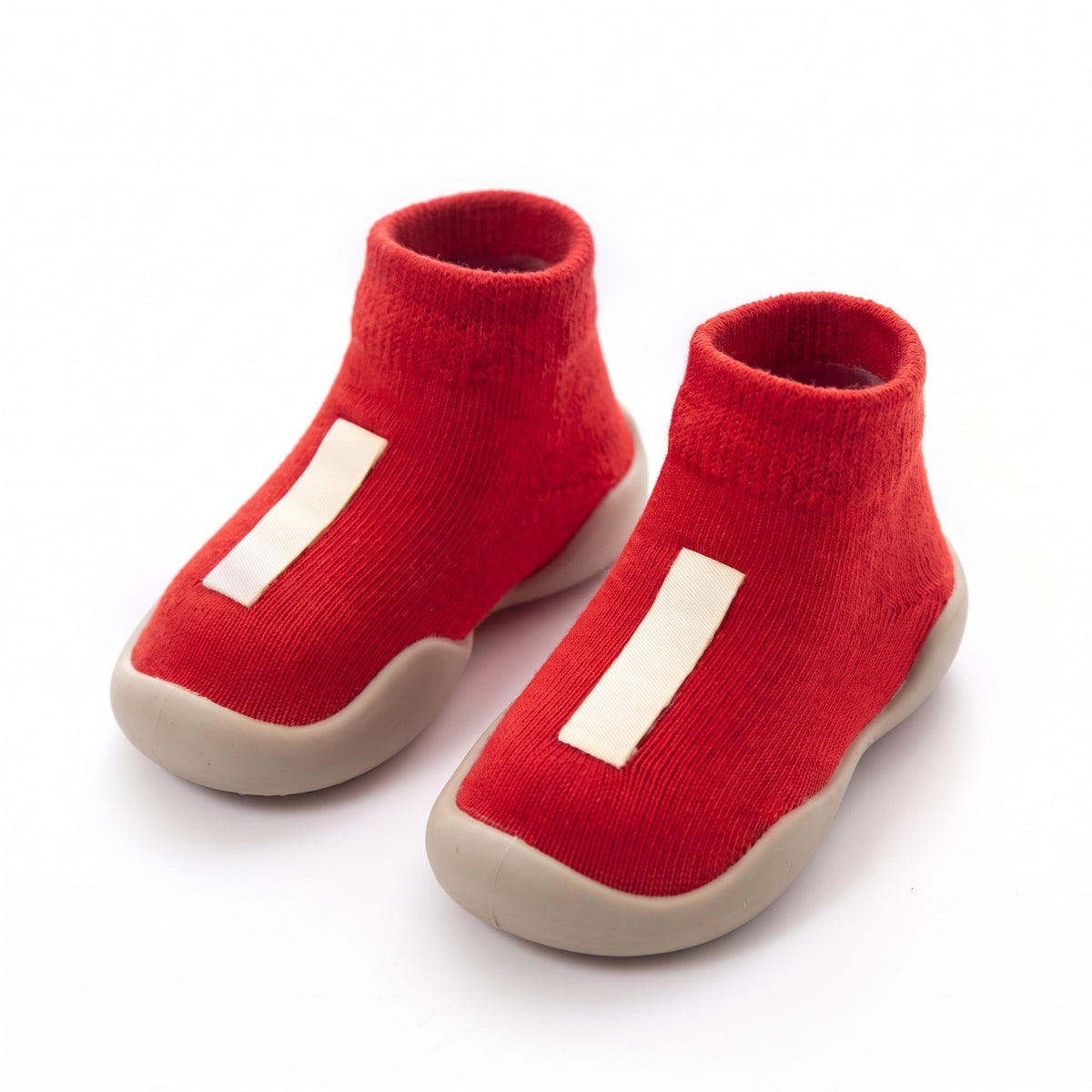Buty skarpetkowe niemowlęce z dzianiny, czerwony
