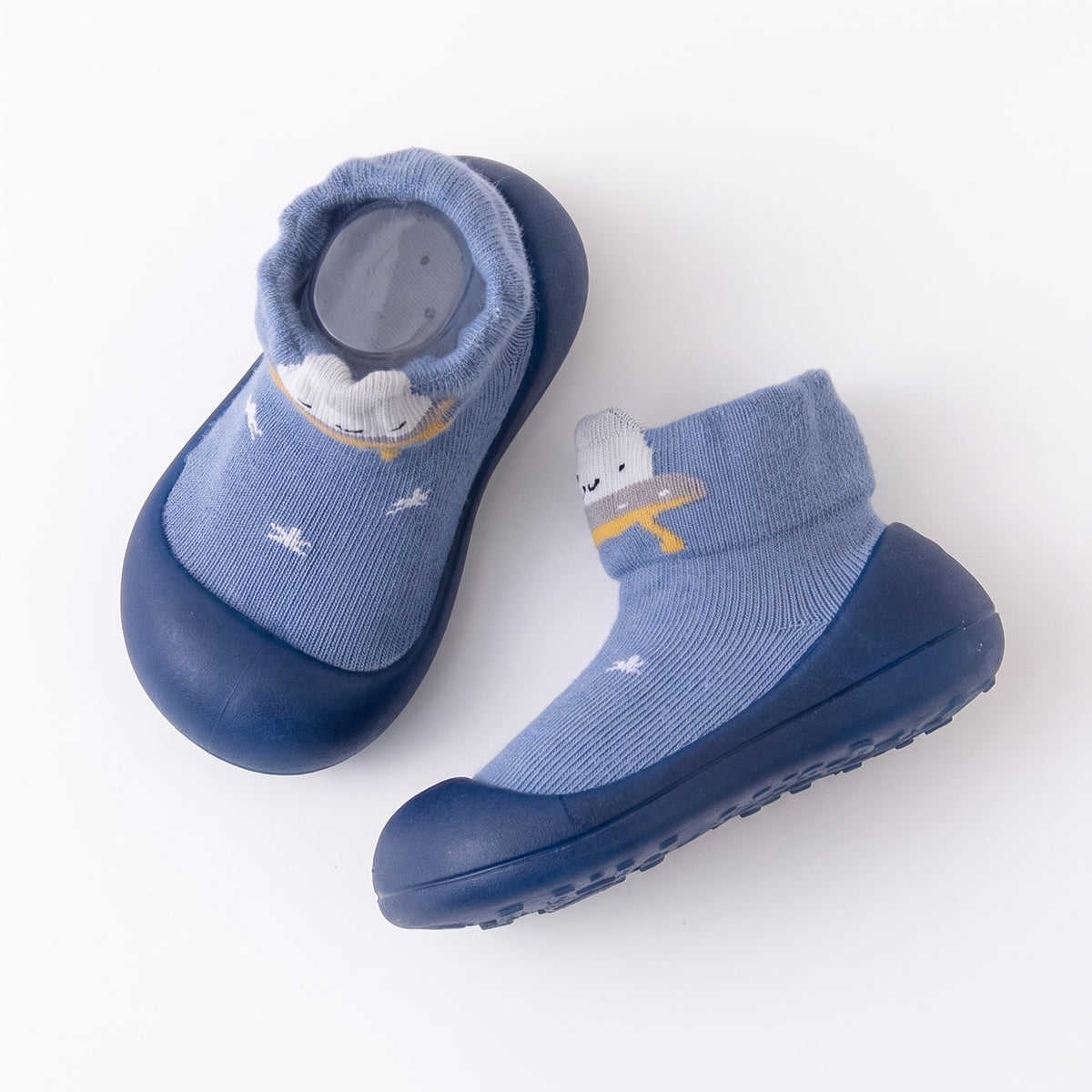 Buty skarpetkowe niemowlęce ze zwierzątkiem, niebieski