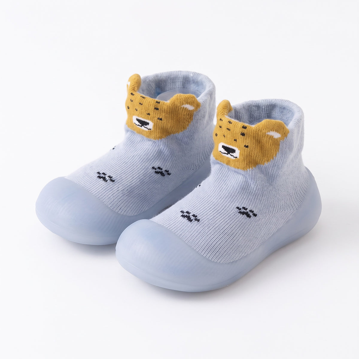 Buty skarpetkowe niemowlęce ze zwierzątkiem, jasnoniebieski