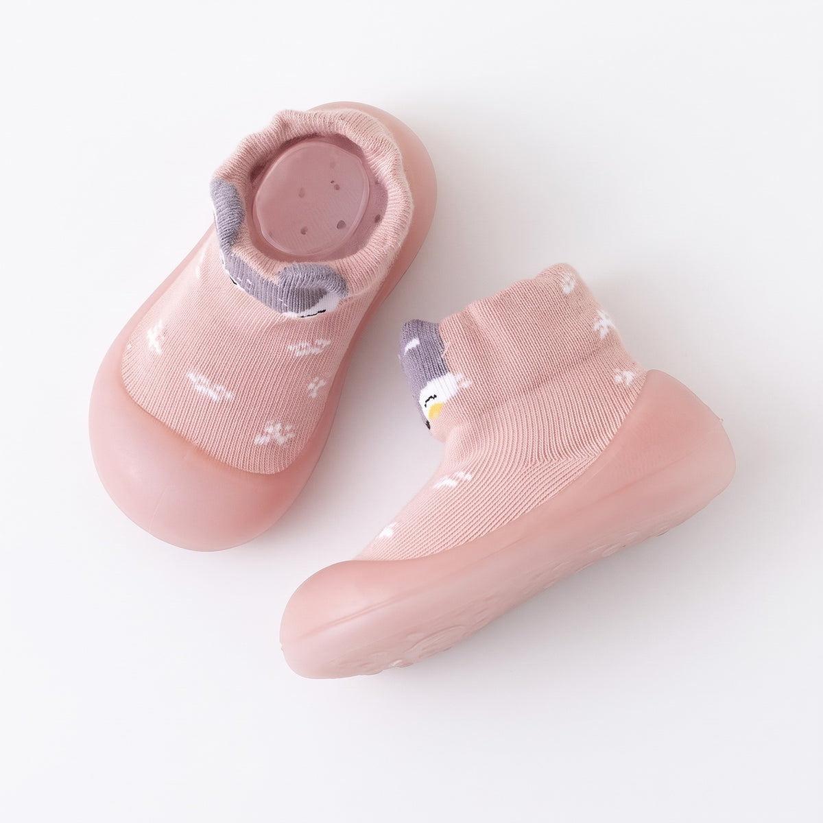 Buty skarpetkowe niemowlęce ze zwierzątkiem, różowy