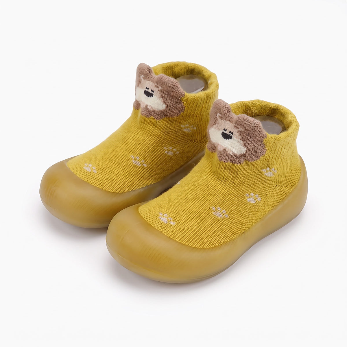 Buty skarpetkowe niemowlęce ze zwierzątkiem, żółty