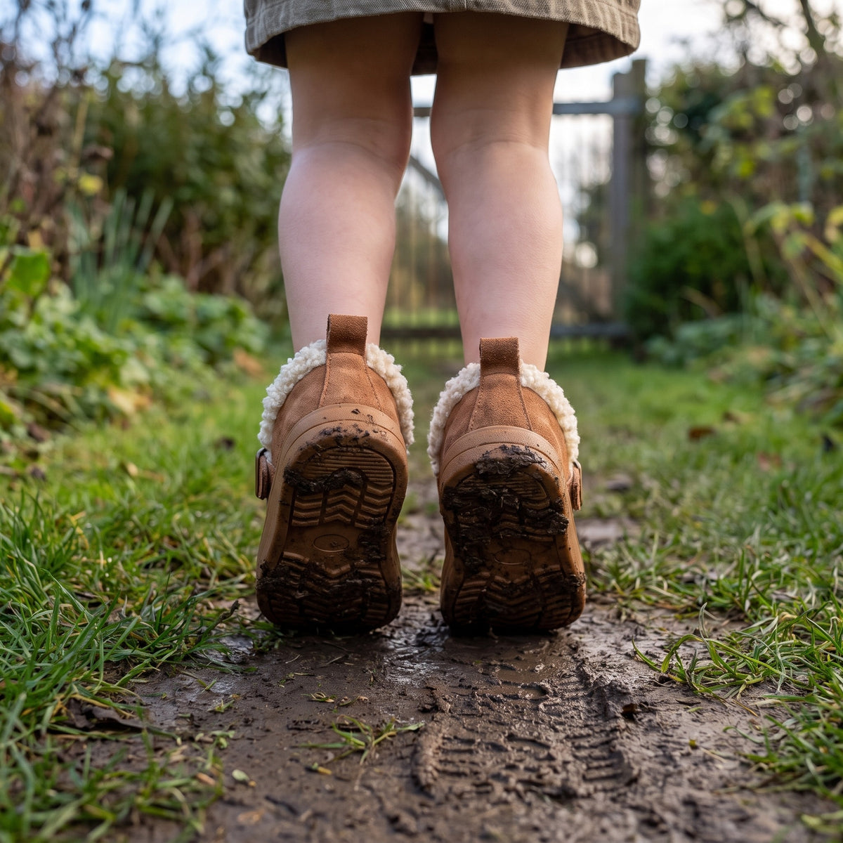 Buty zimowe dziecięce z kożuszkiem i sprzączką