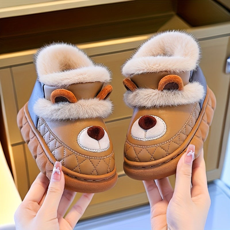Buty zimowe dziecięce z misiem i futerkiem