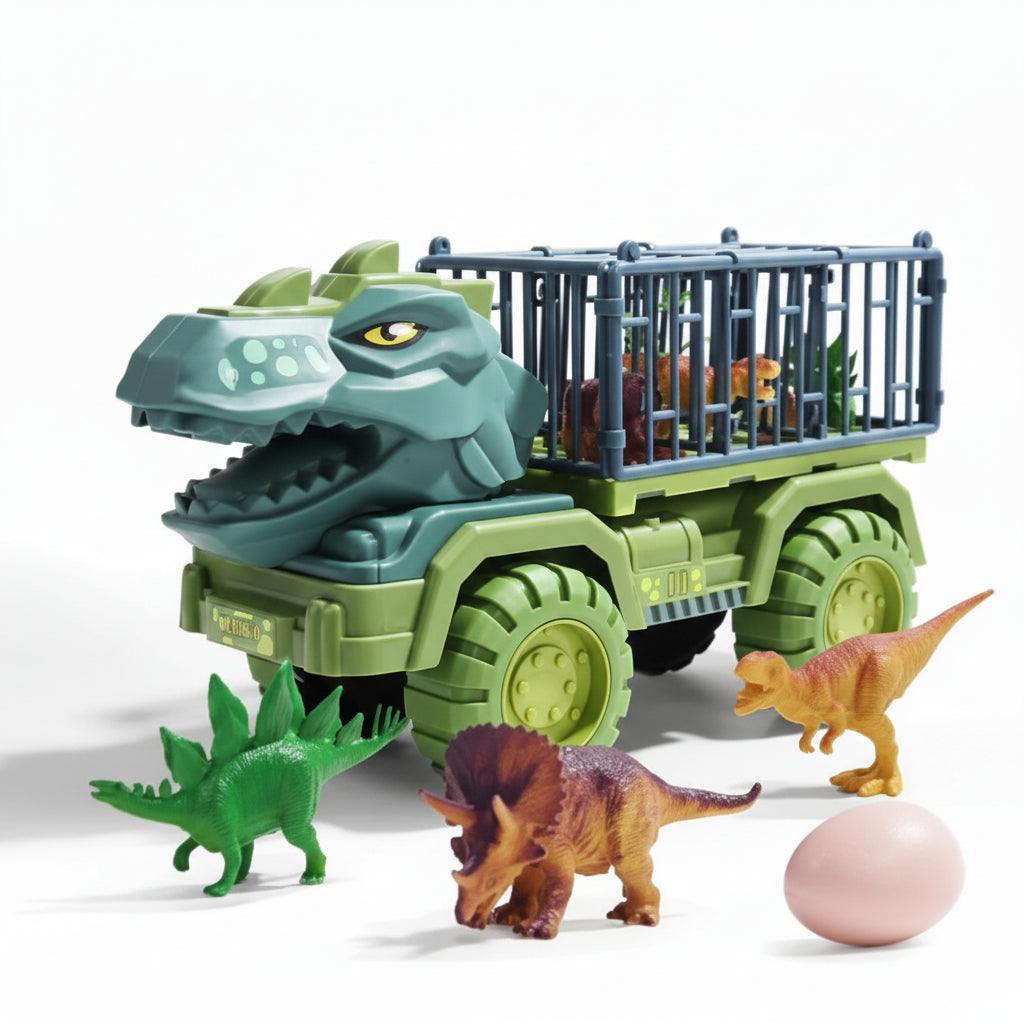 Ciężarówka dinozaur z klatką, pojazd z jajkiem
