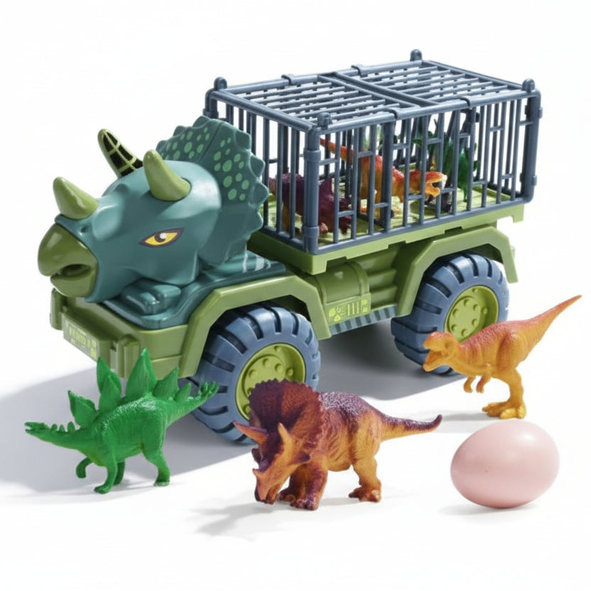Ciężarówka dinozaur z klatką, ciężarówka triceratops